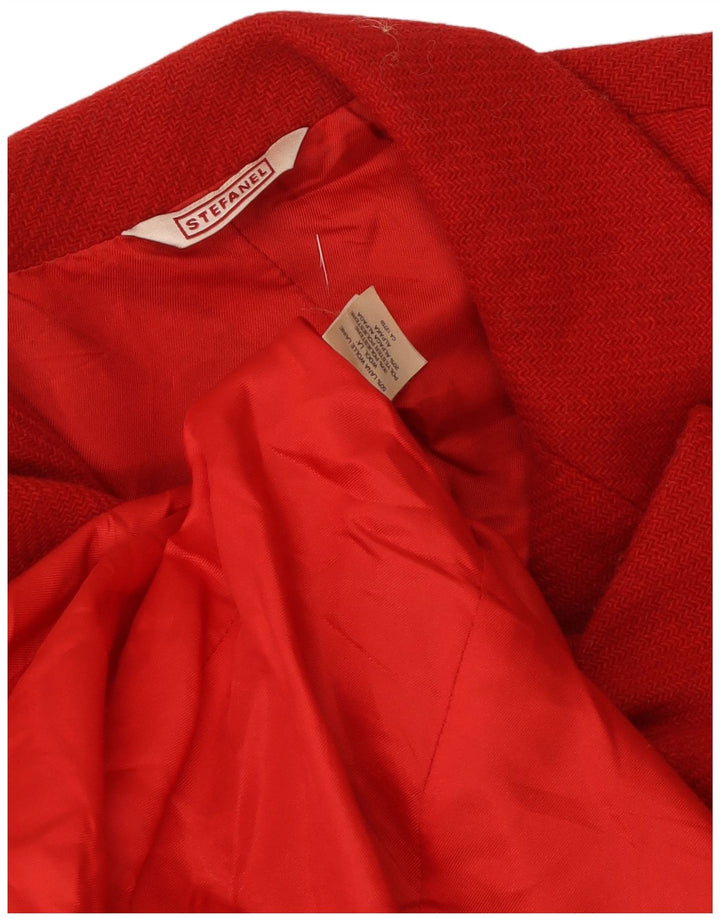 Jaqueta blazer feminina Stefanel com 3 botões Reino Unido 14 lã vermelha média