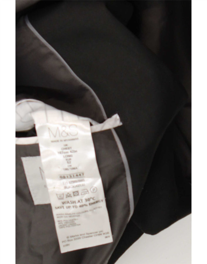 Jaqueta blazer masculina longa de 2 botões Marks & Spencer Reino Unido 42 grande preta