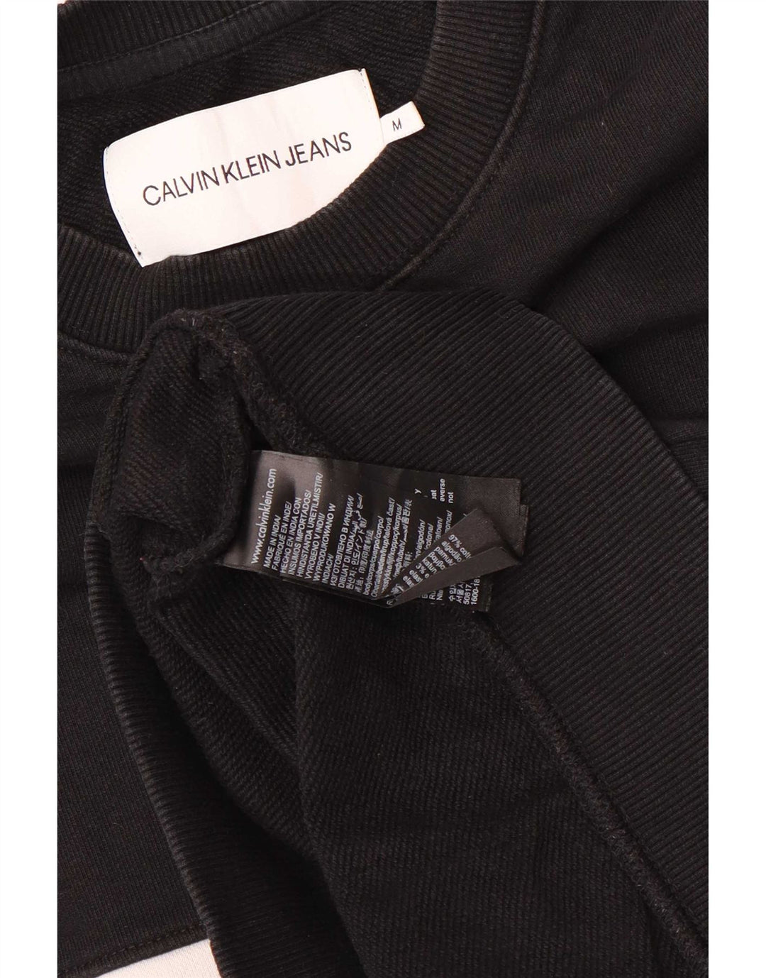 Calvin Klein Jeans moletom gráfico masculino jumper médio preto colorblock
