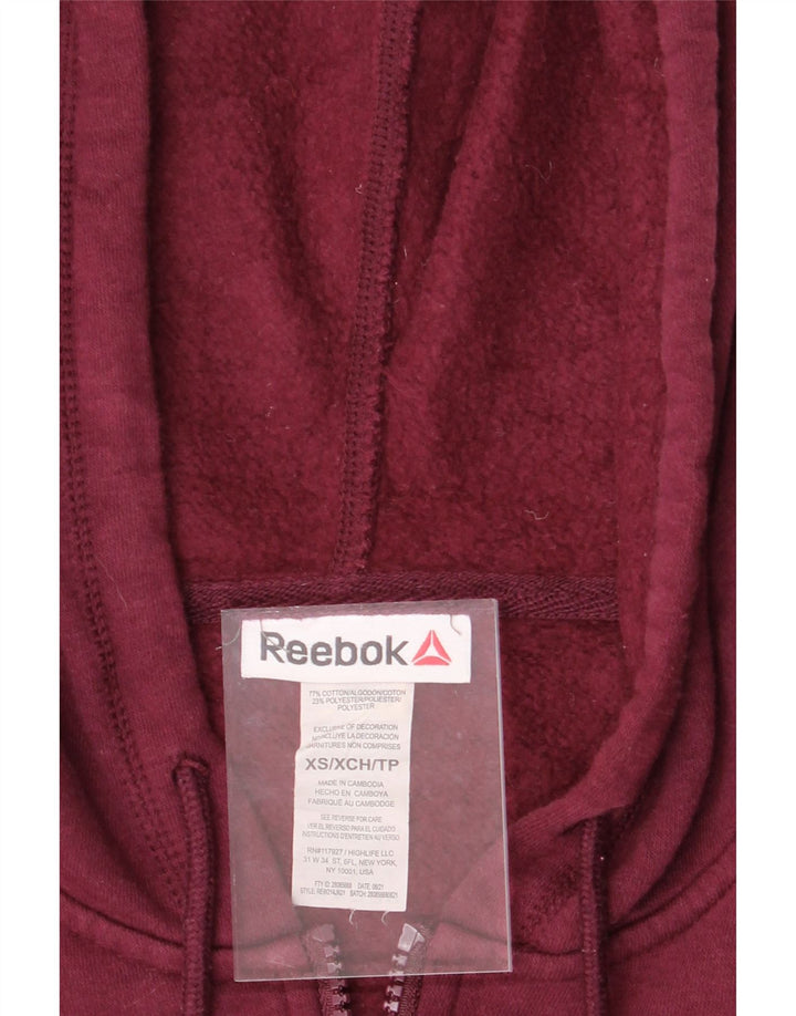 REEBOK Womens Zip Hoodie Sweater UK 6 XS Burgundy Cotton Vintage Reebok and Second-Hand Reebok from Messina Hembry 