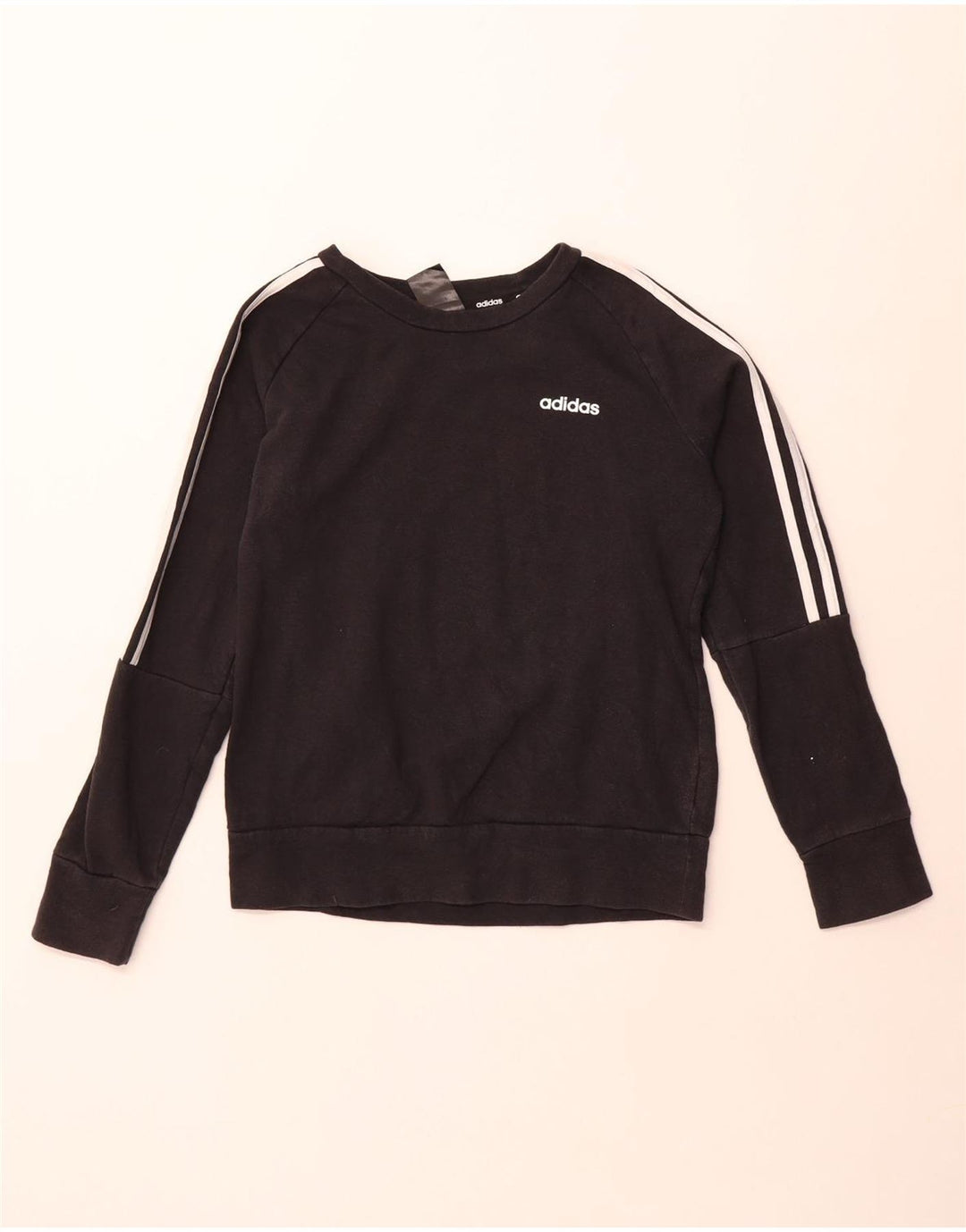 ADIDAS Womens Sweatshirt Jumper UK 8/10 Pequeno Algodão Preto