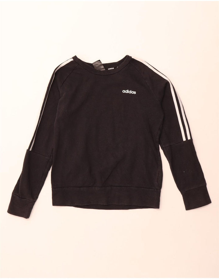 ADIDAS Womens Sweatshirt Jumper UK 8/10 Pequeno Algodão Preto