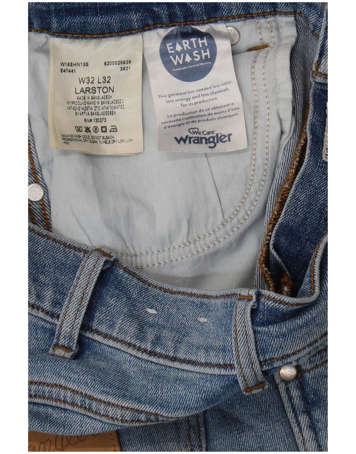 WRANGLER Masculino Larston Straight Jeans W32 L29 Azul Algodão