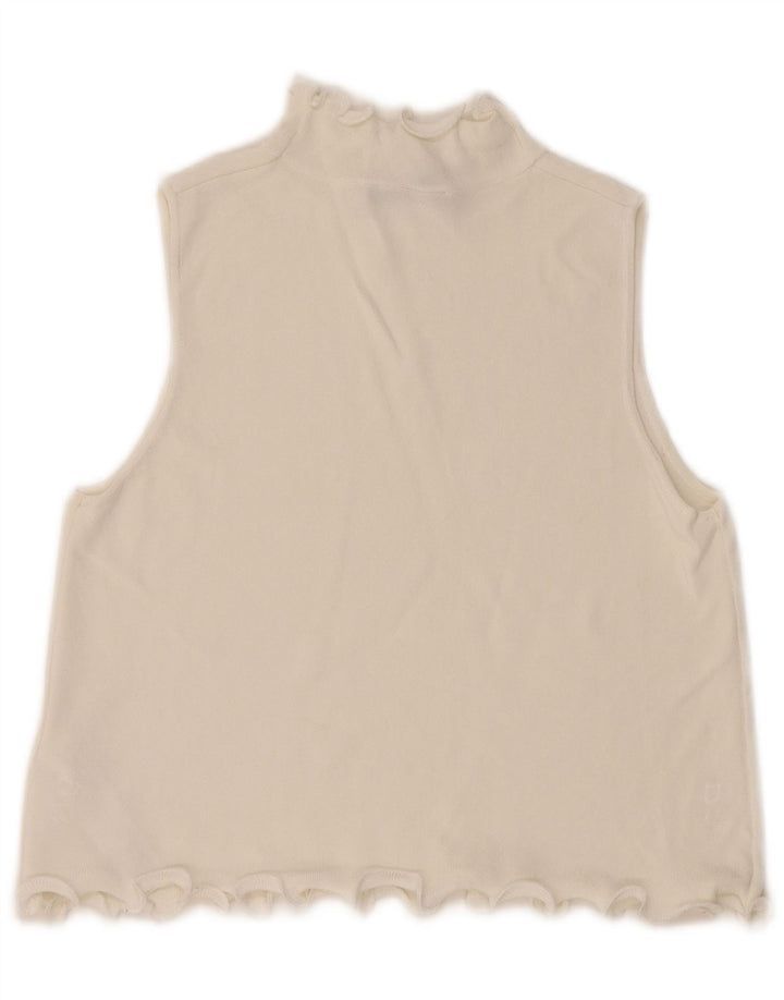 Zara Womens Crop Vest Top UK 10 Pequeno Viscose Branca