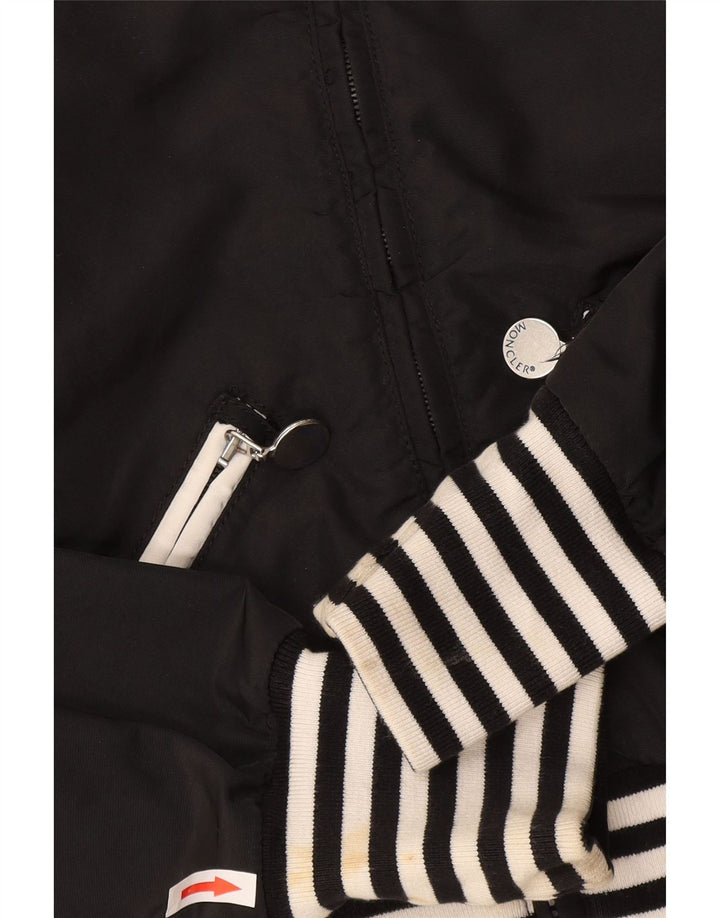Moncler Jaqueta Bomber Feminina Crop 9-10 Anos Poliamida Listrada Preta
