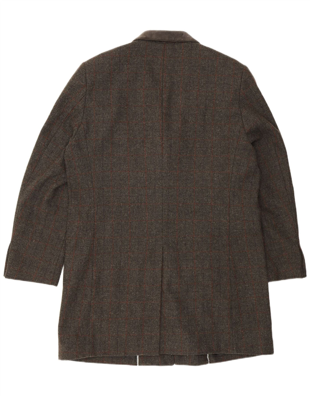 Jaqueta blazer masculina VINTAGE regular longline com 3 botões Reino Unido 46 3XL cinza xadrez