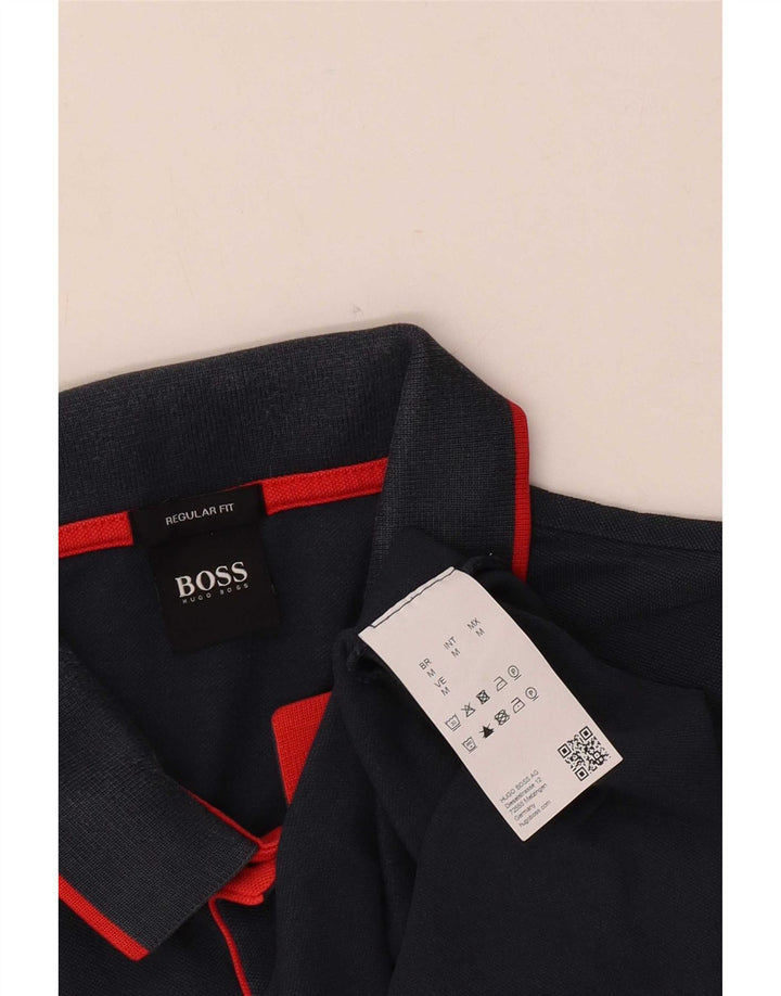 Camisa polo masculina de ajuste regular Hugo Boss, algodão azul marinho médio