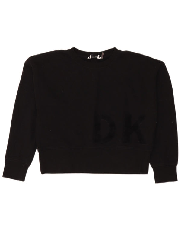 Suéter feminino Dkny com estampa oversized cropped Reino Unido 10 pequeno preto
