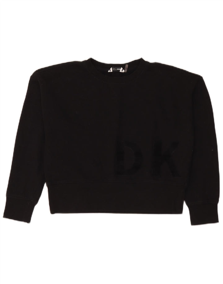 Suéter feminino Dkny com estampa oversized cropped Reino Unido 10 pequeno preto