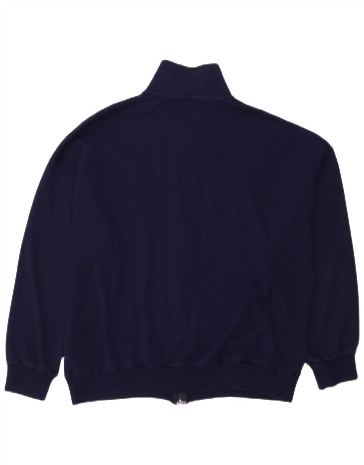Jaqueta superior de agasalho masculino vintage XL azul marinho listrado acrílico