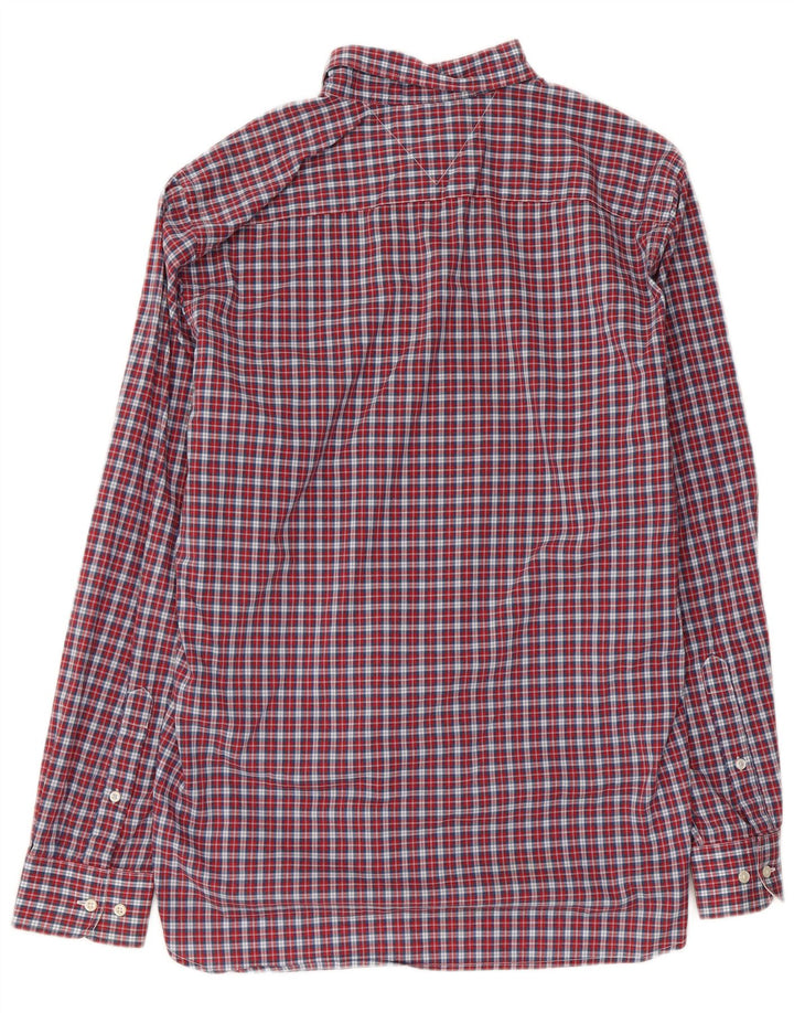 Camisa masculina Tommy Hilfiger Regular Fit grande algodão xadrez vermelho