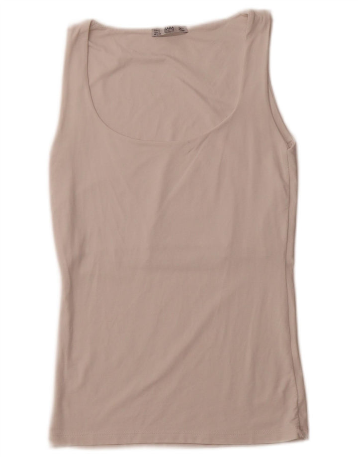 Top colete feminino ZARA UK 8 pequeno branco