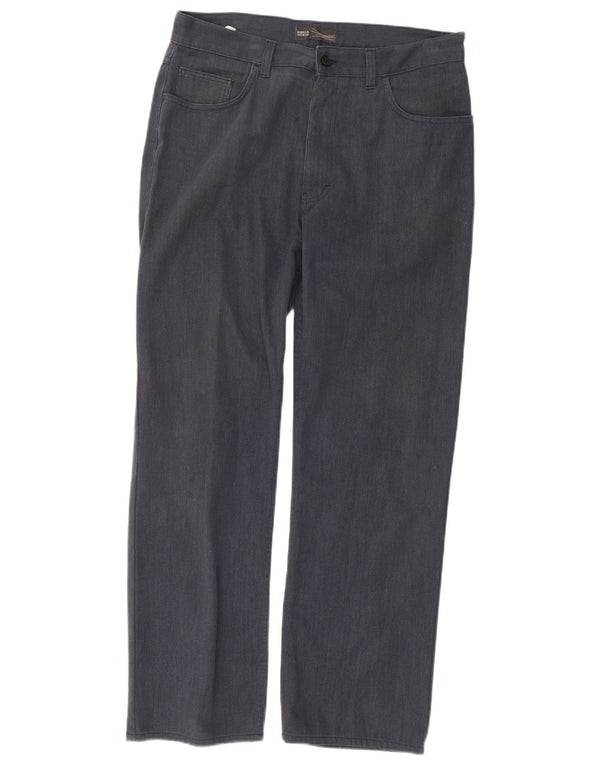Calça masculina reta casual Marks & Spencer W36 L31 algodão azul marinho