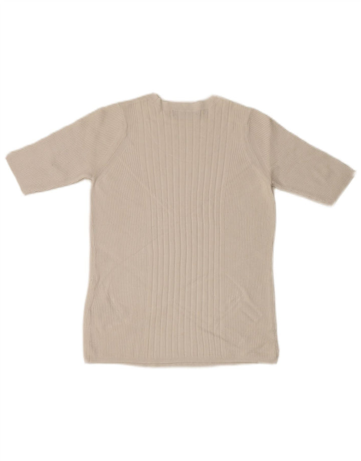 Suéter feminino Marks & Spencer com gola canoa Reino Unido 12 médio branco