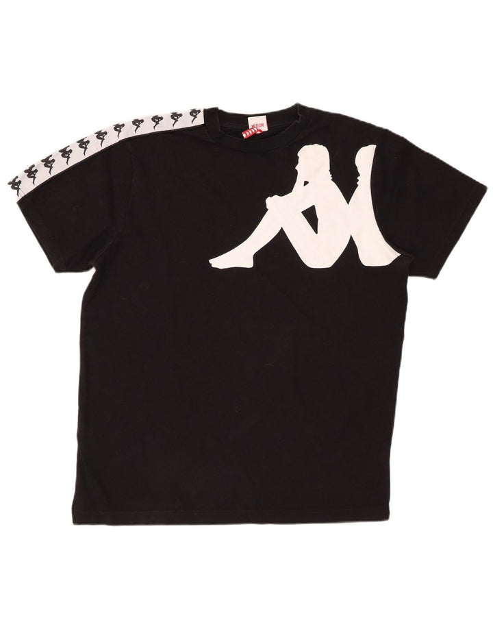 Camiseta gráfica masculina KAPPA Top médio preto colorblock algodão