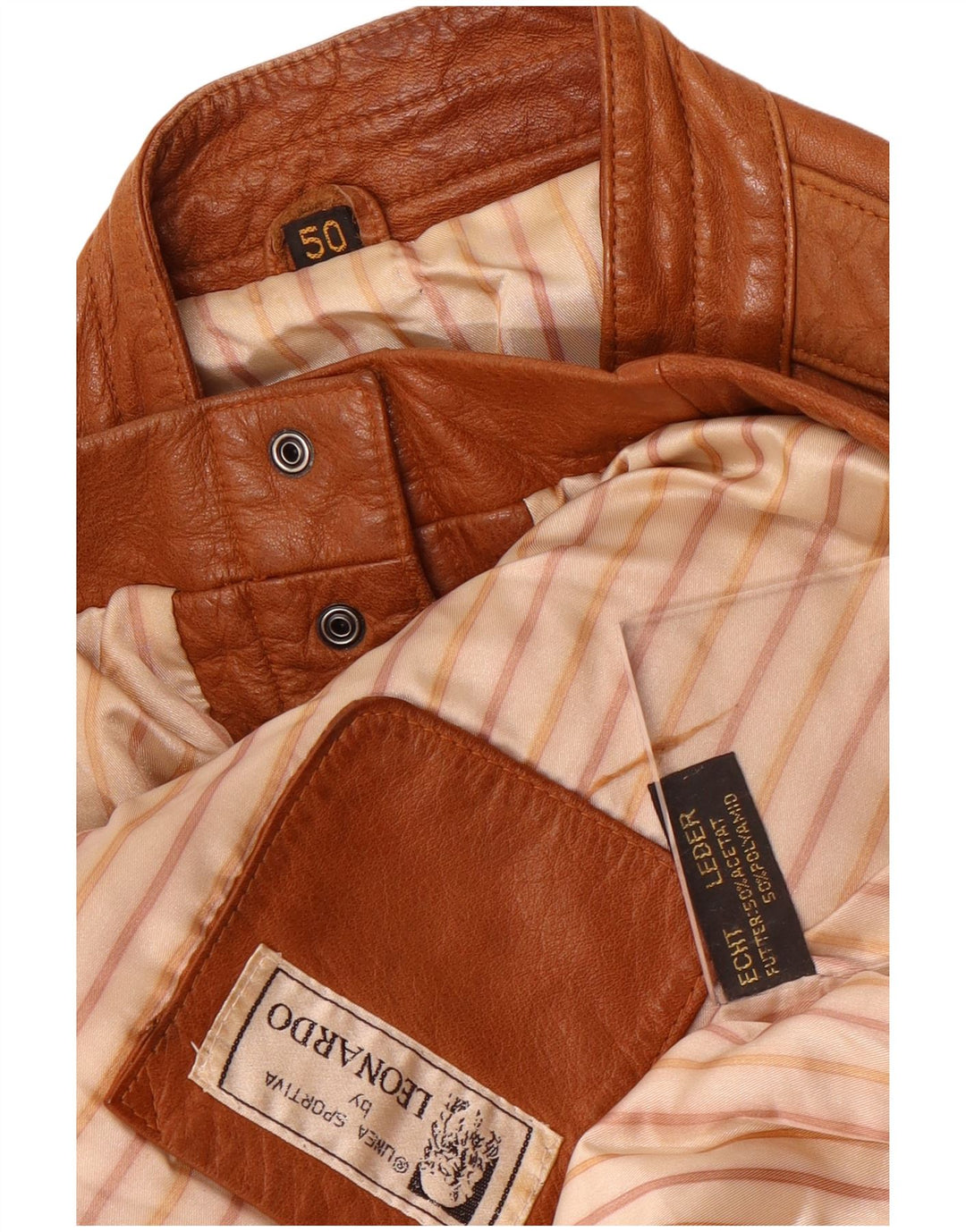 Colete de couro militar masculino Leonardo EU 50 grande couro marrom