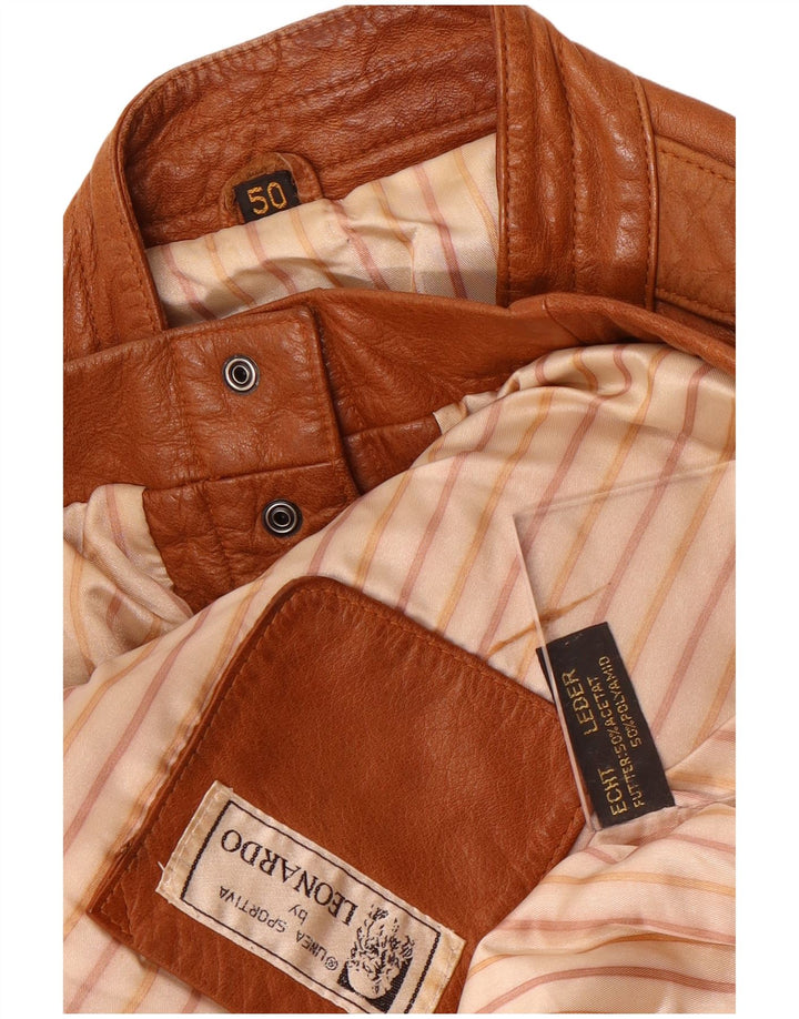 Colete de couro militar masculino Leonardo EU 50 grande couro marrom