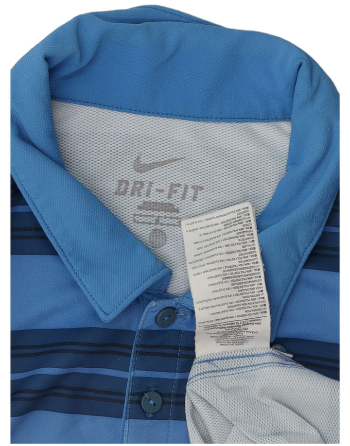Camisa polo masculina Nike Dri Fit grande poliéster listrado azul