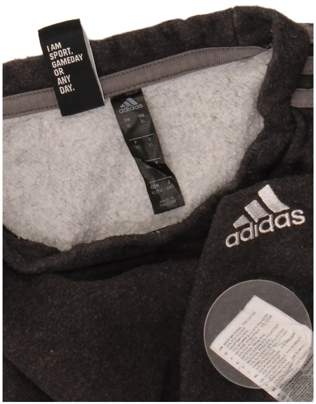 ADIDAS Mens Moletom Jumper XL Cinza Algodão
