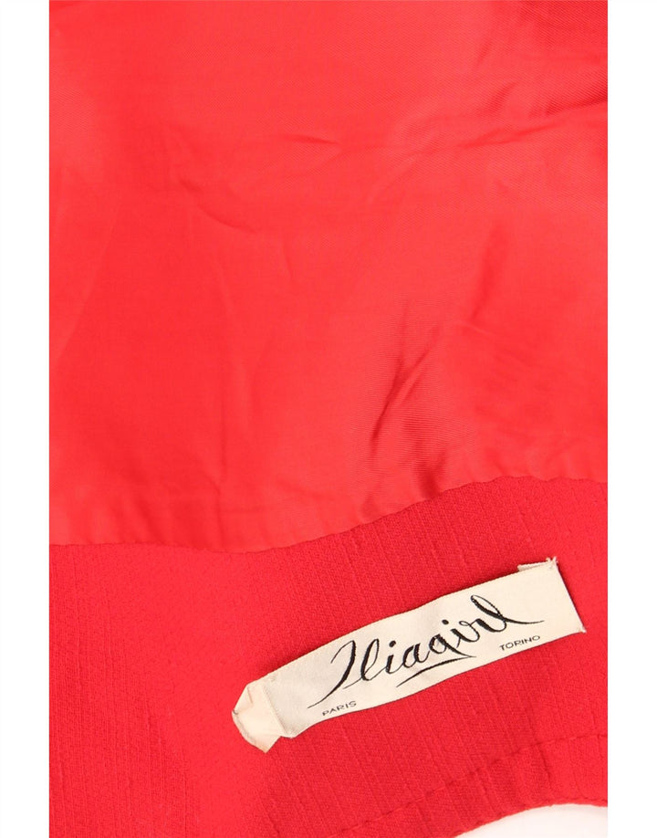 Casaco feminino vintage com peito duplo UK 12 vermelho médio