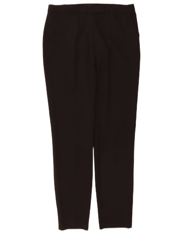 Calça de terno slim fit feminina Topshop Reino Unido 10 pequena W28 L30 poliéster marrom