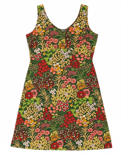Vestido de verão feminino VINTAGE IT 50 XL poliéster floral verde