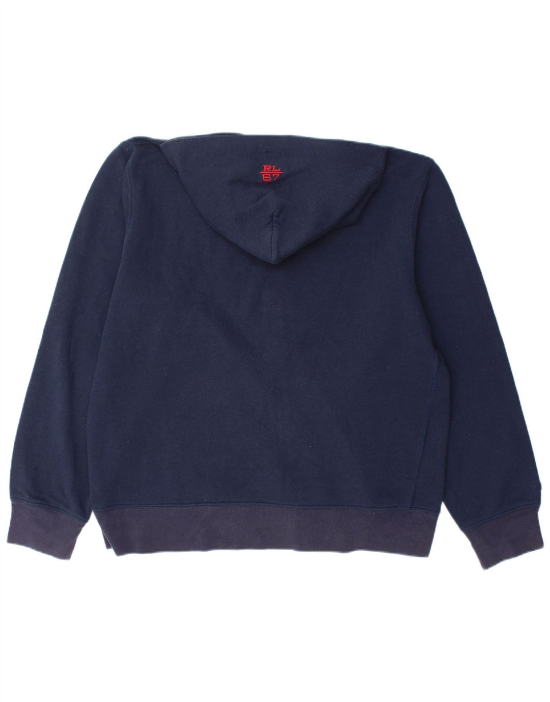 RALPH LAUREN Suéter masculino com capuz e zíper solto gráfico azul marinho médio