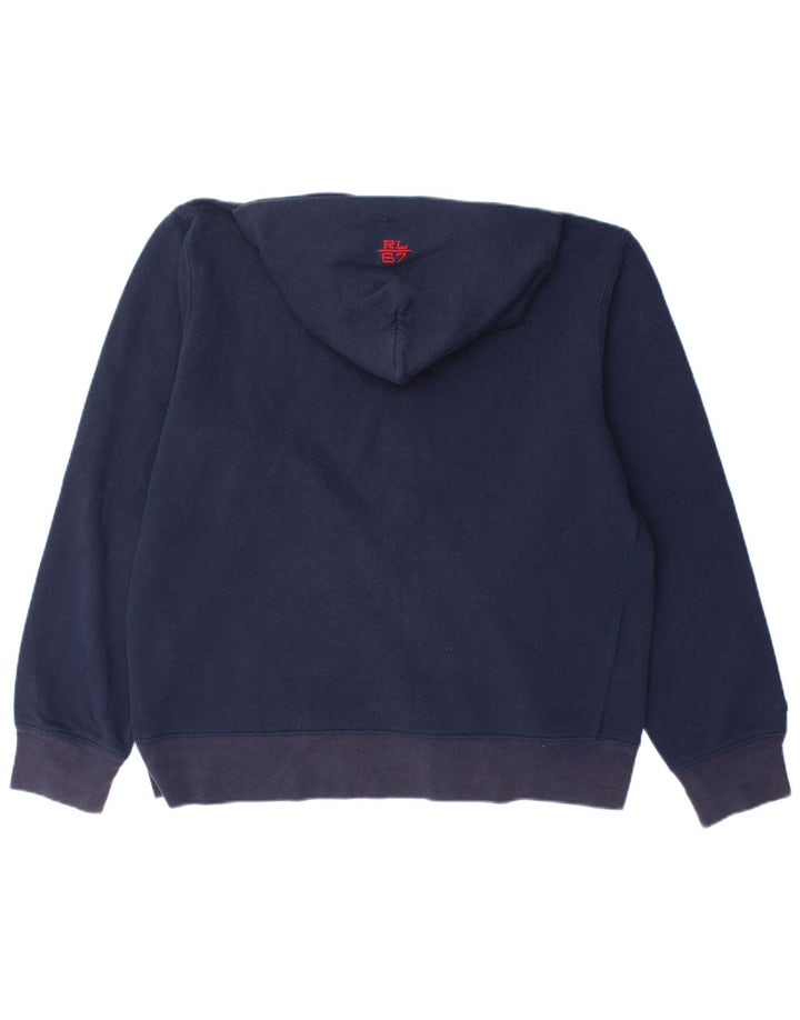 RALPH LAUREN Suéter masculino com capuz e zíper solto gráfico azul marinho médio