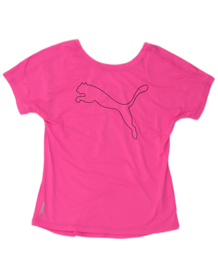 Camiseta Feminina Puma Crop Graphic Top UK 10 Pequena Rosa Poliéster