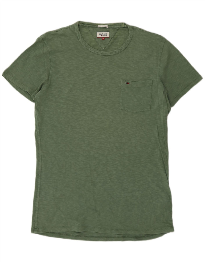 TOMMY HILFIGER Mens T-Shirt Top XL Green Cotton Vintage Tommy Hilfiger and Second-Hand Tommy Hilfiger from Messina Hembry 