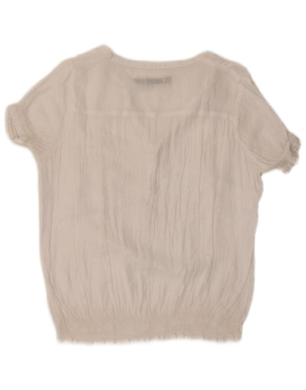 Zara Blusa Feminina Top UK 16 Grande Branco
