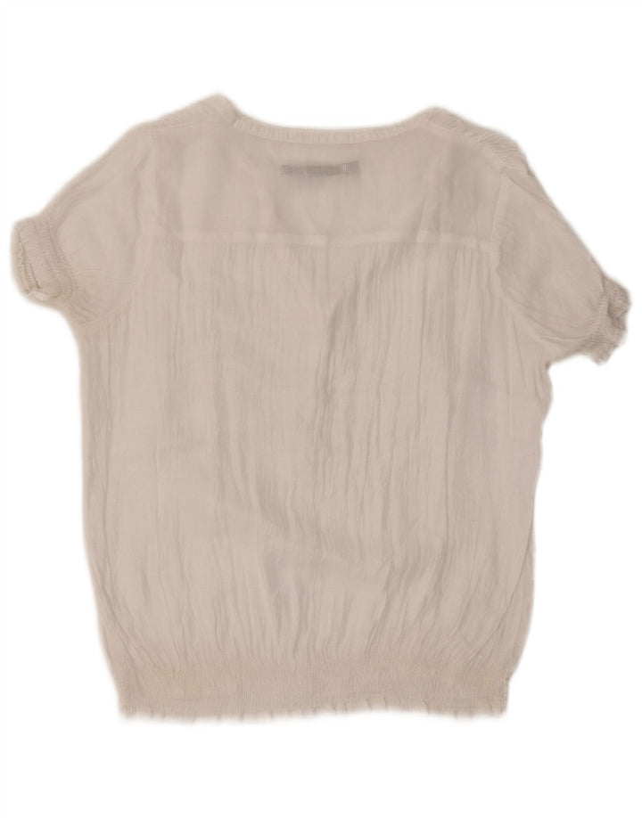 Zara Blusa Feminina Top UK 16 Grande Branco