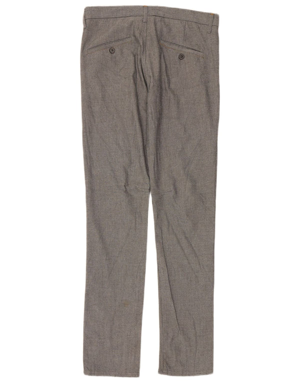 Zara Mens Slim Chino Calças EU 38 Pequeno W30 L32 Algodão Cinza