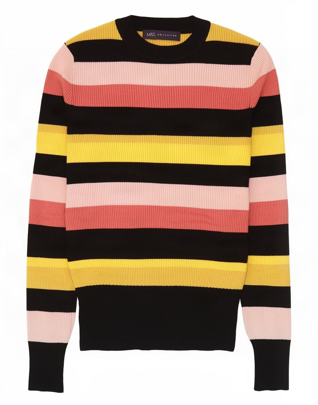 Suéter feminino Marks & Spencer com gola redonda Reino Unido 10 pequeno multicolorido