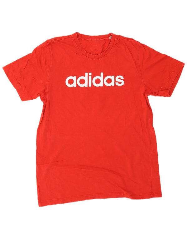 Adidas Mens Graphic T-Shirt Top Grande Algodão Vermelho
