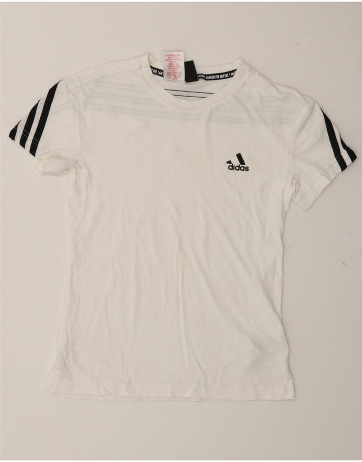 ADIDAS Girls T-Shirt Top 11-12 Years White Cotton Vintage Adidas and Second-Hand Adidas from Messina Hembry 