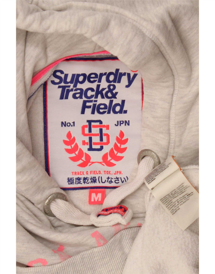 Suéter Superdry masculino com capuz gráfico cinza médio algodão