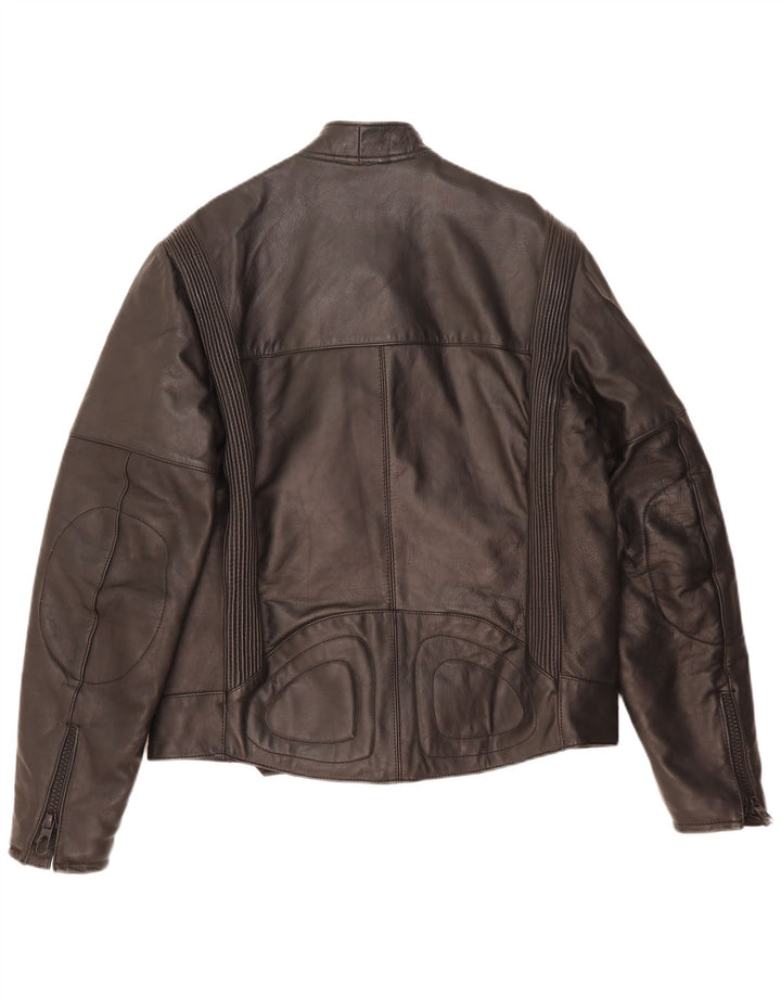Jaqueta de couro masculina vintage para motociclista UK 40 grande preta
