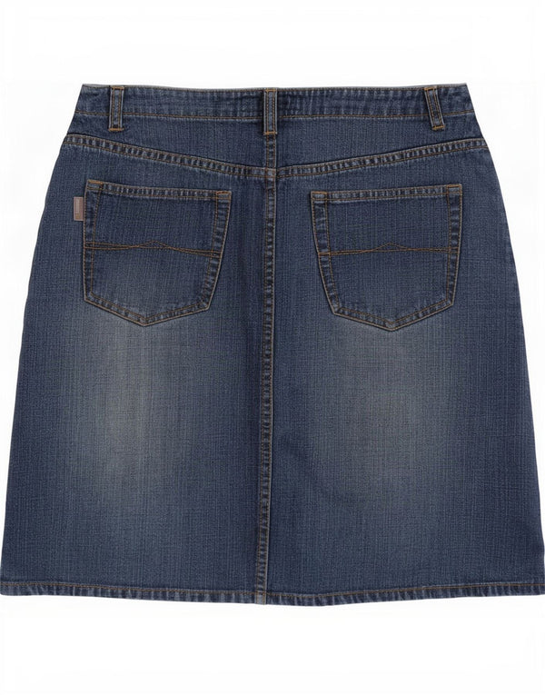 Mini saia jeans feminina Esprit UE 36 pequena W26 algodão azul