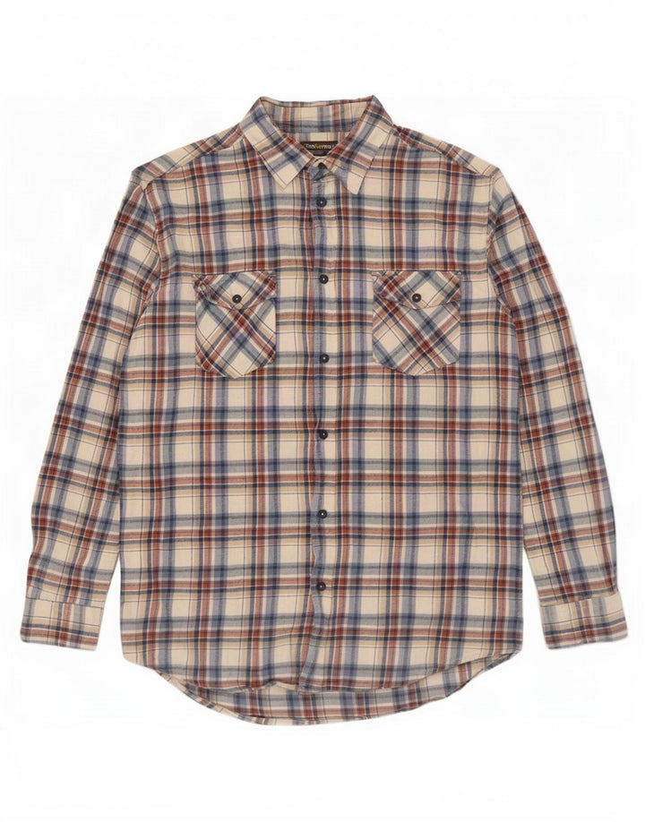 Atlas For Men Camisa masculina de flanela xadrez bege médio