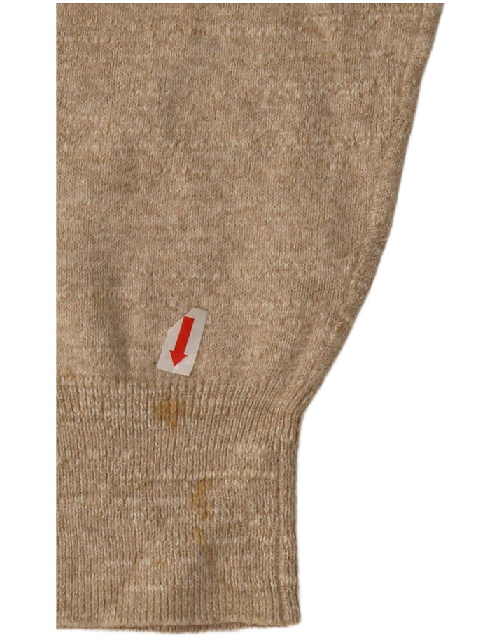 Suéter masculino J. Crew com zíper e gola pequena de algodão bege