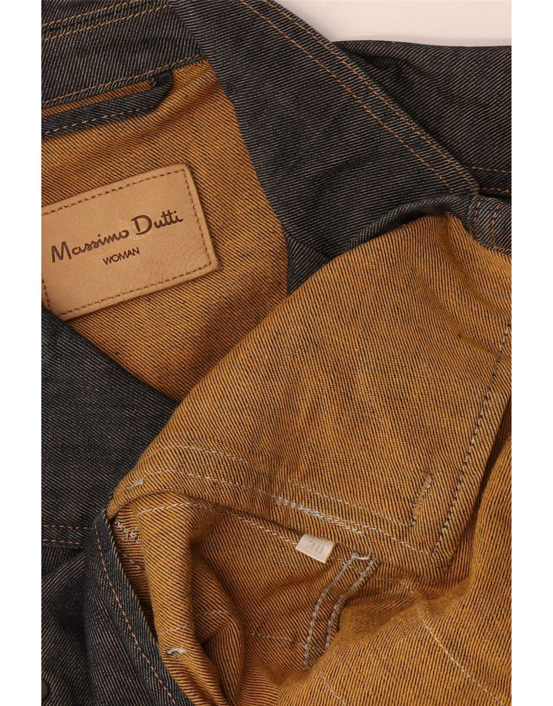 Jaqueta blazer feminina Massimo Dutti jeans manga curta Reino Unido 10 pequena azul marinho