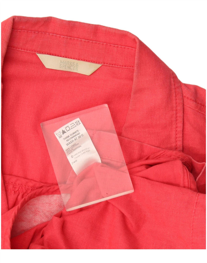 Jaqueta blazer feminina Marks & Spencer manga 3/4 1 botão Reino Unido 18 XL linho vermelho