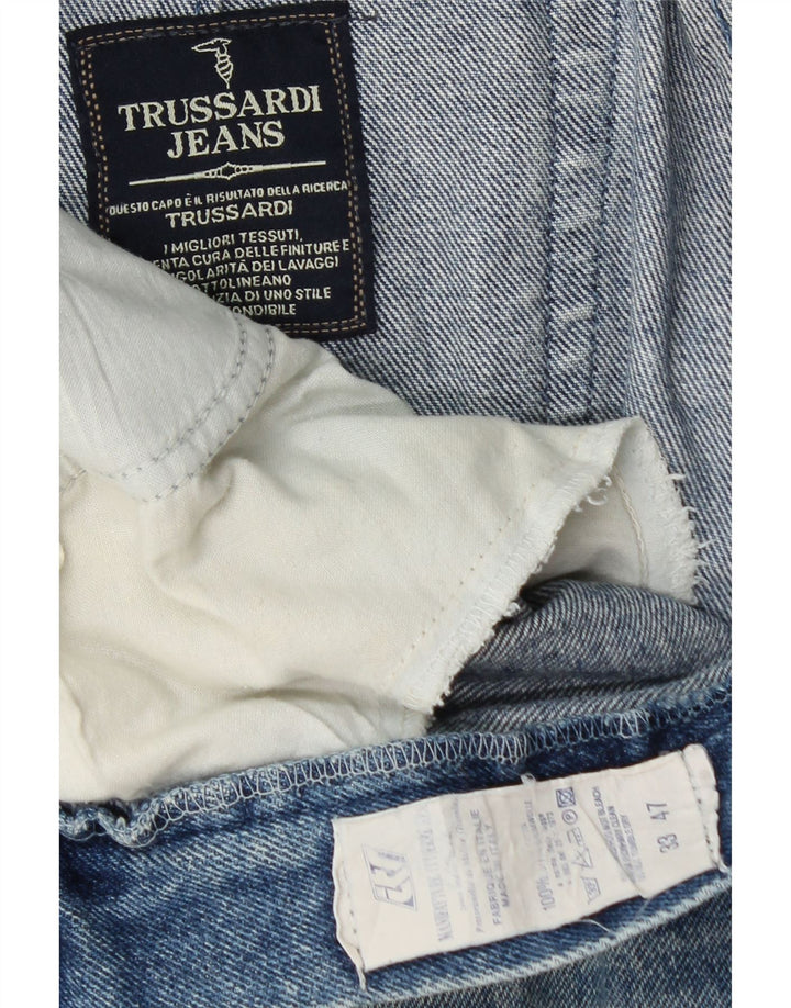 Jeans cônicos femininos TRUSSARDI W33 L30 algodão azul