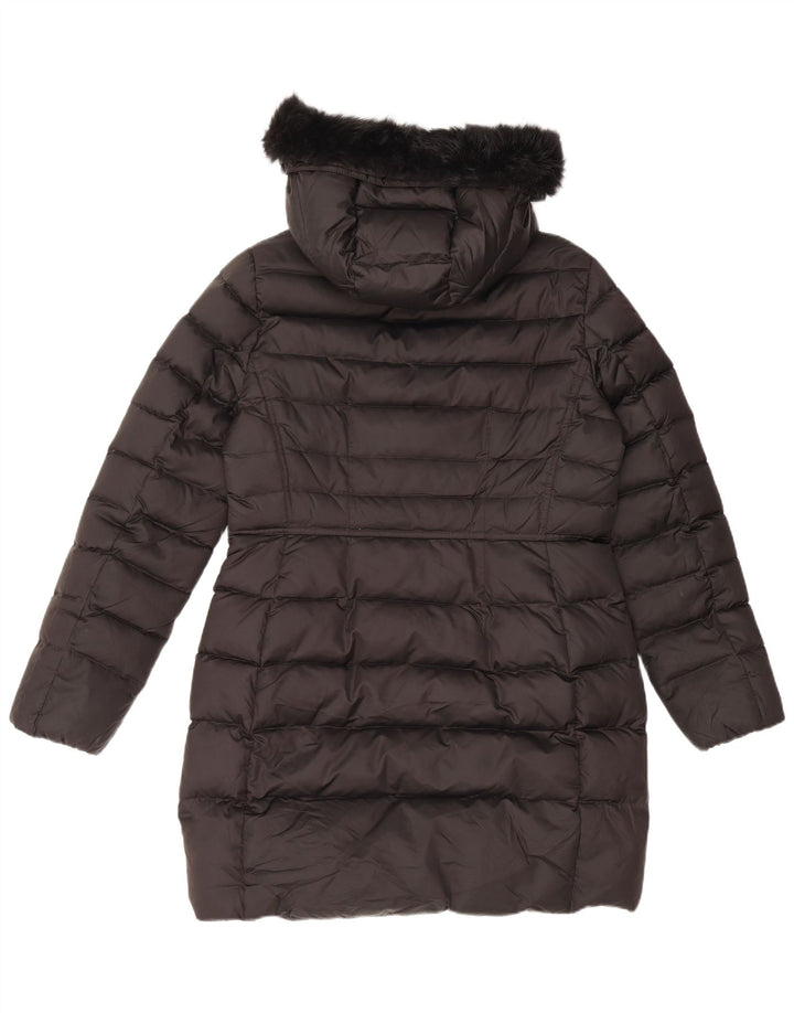 Casaco acolchoado com capuz feminino MASSIMO DUTTI Reino Unido 16 grande poliéster preto