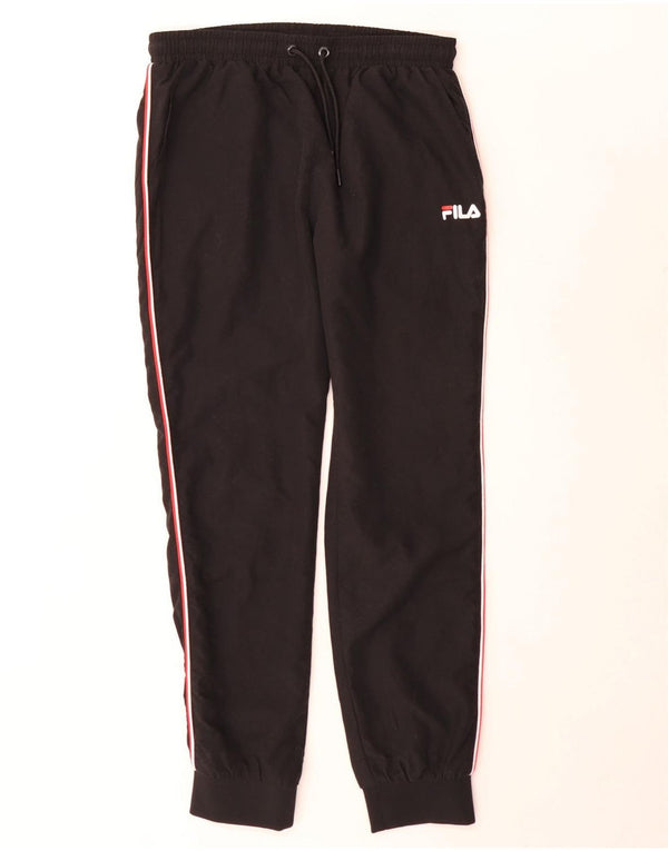 Fila Mens Treino Calças Joggers Pequeno Poliéster Preto