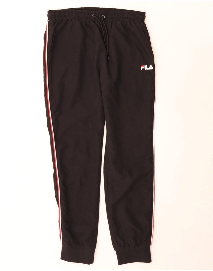 Fila Mens Treino Calças Joggers Pequeno Poliéster Preto
