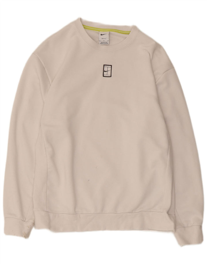 Nike Mens Dri Fit Moletom Jumper Médio Algodão Branco