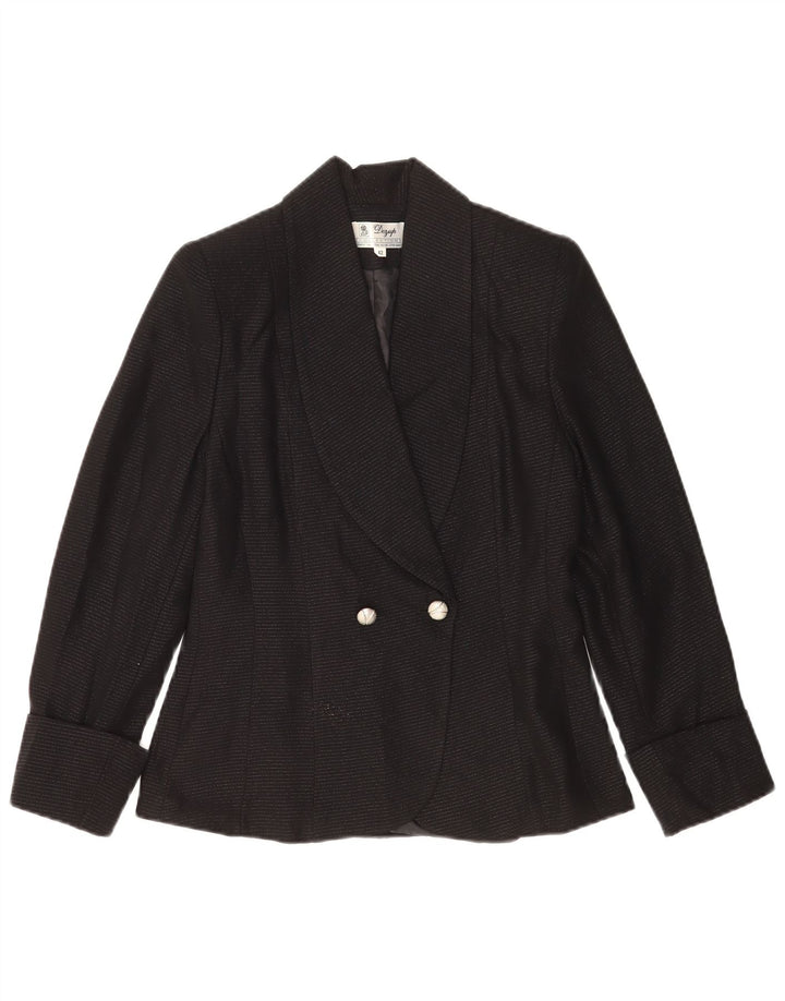 Jaqueta blazer feminina vintage com peito duplo IT 42 listrada preta média