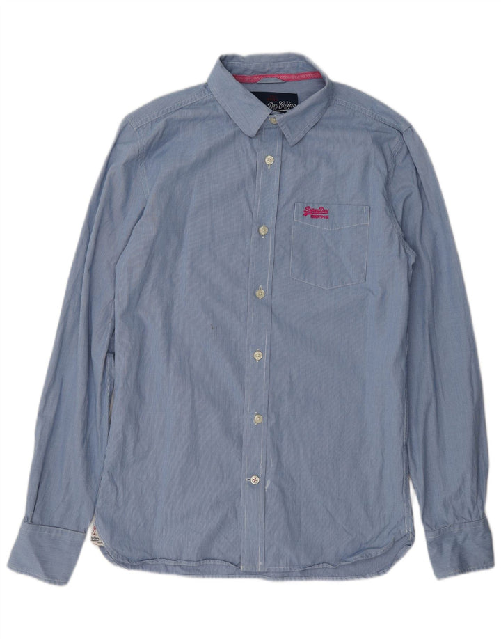 Camisa masculina Superdry algodão xadrez azul médio